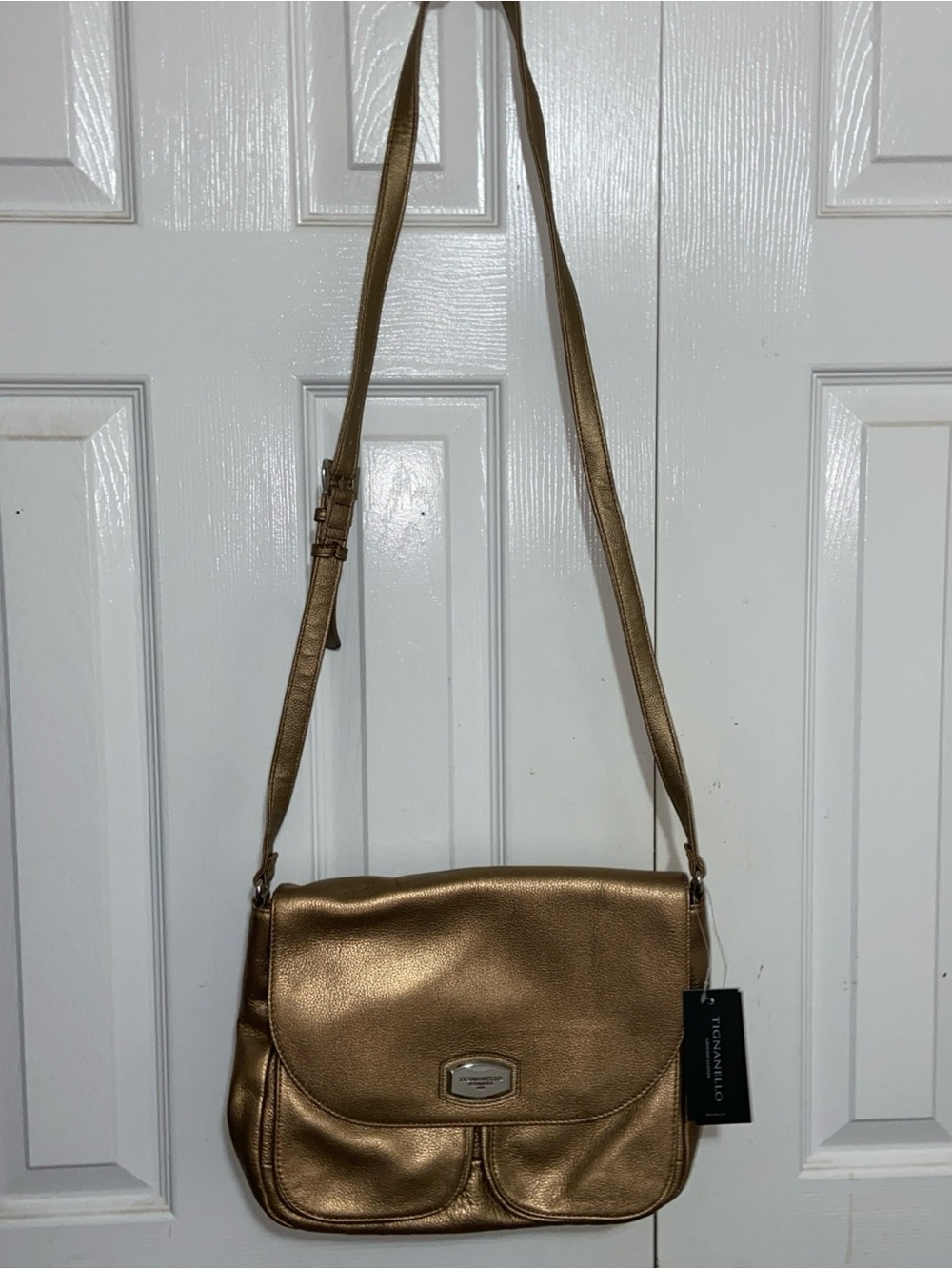 Tignanello Metallic Bronze Crossbody Bag